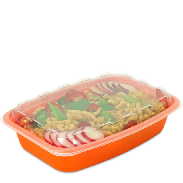 28 oz. Orange Plastic Meal Prep Container / Plastic Takeout Container