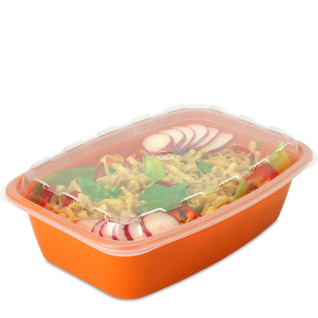 38 oz. Orange Plastic Meal Prep Container / Plastic Takeout Container