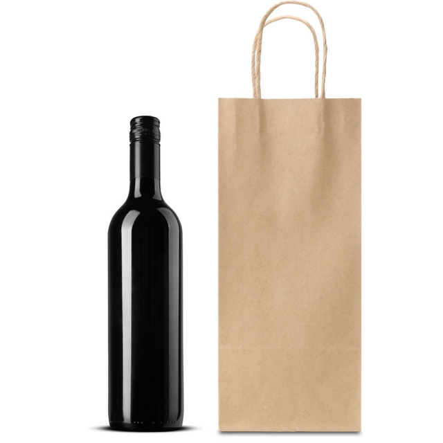 Heavy Duty, Natural Kraft, 1 Bottle, Wine 5-1/2 x 3-1/4 x 13 Shopping Bag