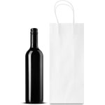 Heavy Duty White Paper Single Wine Bottle Bag - 5.5 x 3.25 x 13 in.
