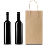 Heavy Duty, Natural Kraft, 2 Bottle, Wine 6-1/2 x 3-1/2 x 12 - 3/8 Shopping Bag