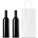 Heavy Duty White Paper Double Wine Bottle Bag - 6.5 x 3.25 x 13 in.