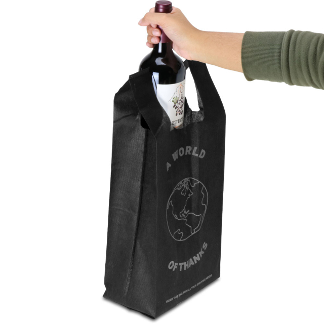 Black Reuseable Wine Bottle Bags 7 x 5 x 20 in.