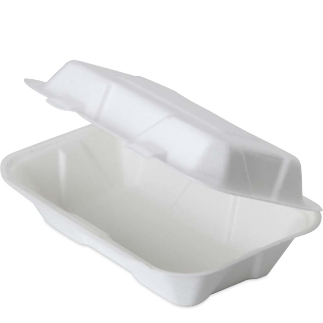 Hoagie Sandwich Compostable Clamshell Boxes - 9 x 6 x 3 in.