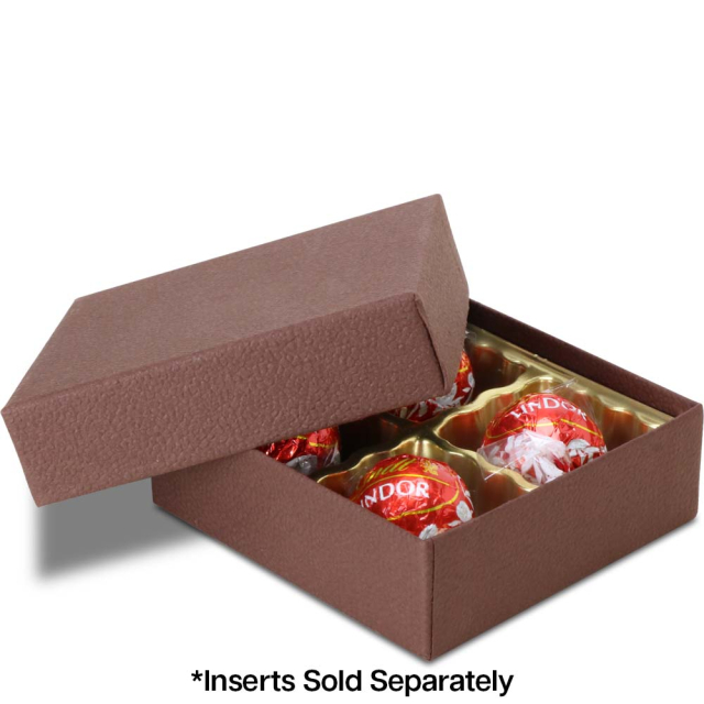 1/8 lb. Cocoa Two Part Rigid Candy Boxes - 3.5 x 3.25 x 1.125 in.