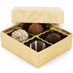 1/8 lb. Elegant Gold Two Part Rigid Candy Boxes - 3.5 x 3.25 x 1.125 in.