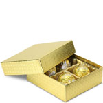 1/8 lb. Gold Diamond Two Part Rigid Candy Boxes - 3.5 x 3.25 x 1.125 in.