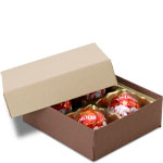 1/8 lb. Cocoa Base w. Latte Lid Two Part Rigid Candy Boxes - 3.5 x 3.25 x 1.125 in.