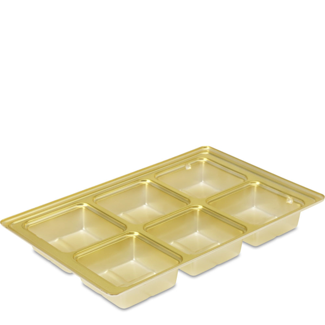 Six-Cavity Gold Candy Box Inserts - 8.125 x 5.25 in.