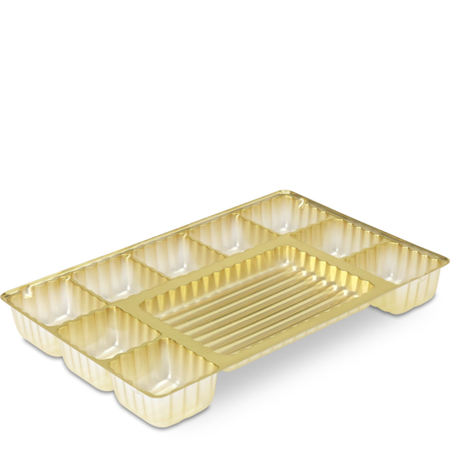 Ten-Cavity Gold Candy Box Inserts - 8.125 x 5.25 in.