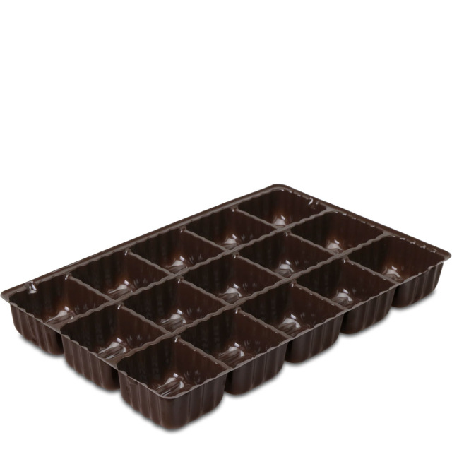 Fifteen-Cavity Brown Candy Box Inserts - 8.125 x 5.25 in.