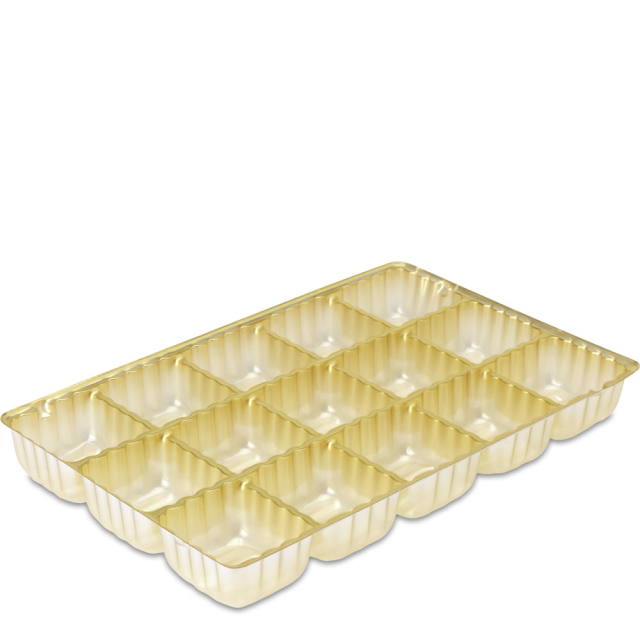 Fifteen-Cavity Gold Candy Box Inserts - 8.125 x 5.25 in.