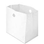 White HDPE Poly CarryOut Bags with Die Cut Handle - 14 x 10 x 14" #2