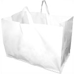 White Plastic Takeout Bags with Soft Loop Handle (Full Tray Size) 22 x 14 x 15.25" #7