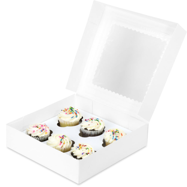 10 x 10 x 2.5" Premium Semi-Automatic White Pie / Bakery Boxes with Window