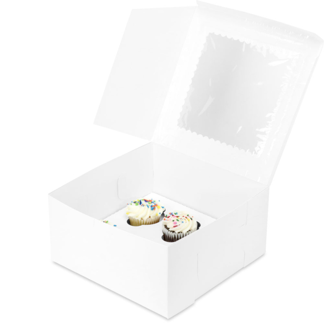 10 x 10 x 5" White Pastry Bakery Boxes with Top Window