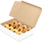 White Donut Bakery Boxes 1 Piece Lock Corner - 13 x 9 x 3.25 in.