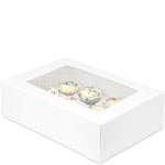 14 x 10 x 4" Premium Semi-Automatic White Bakery Boxes with Top Window