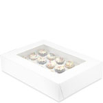 19 x 14 x 4" Plain White Cupcake Bakery Boxes with Top Window