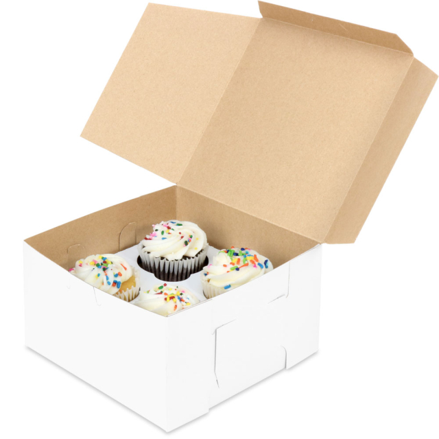 7 x 7 x 4" Matte White Cupcake Bakery Boxes