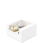 7 x 7 x 4" White Cupcake Bakery Boxes with Window