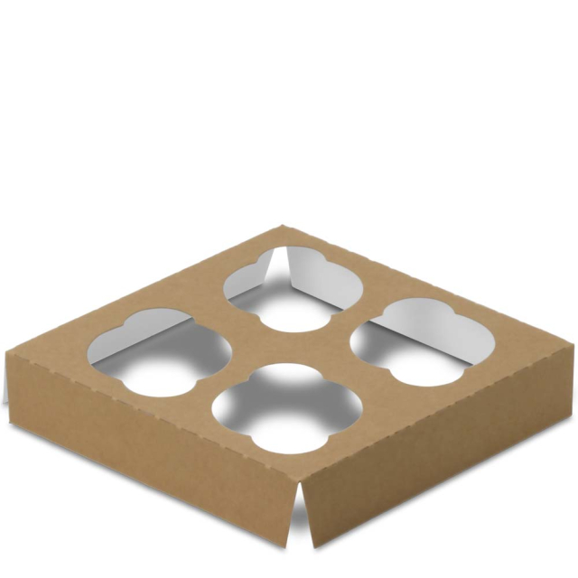 Regular Size Four-Cupcake, Deep Insert for 7 x 7 x 4 in. Cupcake Boxes