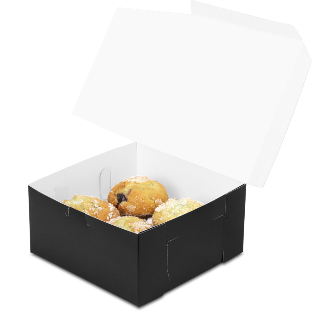 8 x 8 x 4" Black Cupcake / Deep Pie / Bakery Boxes