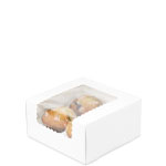 8 x 8 x 4" White Cupcake / Deep Pie / Bakery Boxes with Scalloped Waterfall Window