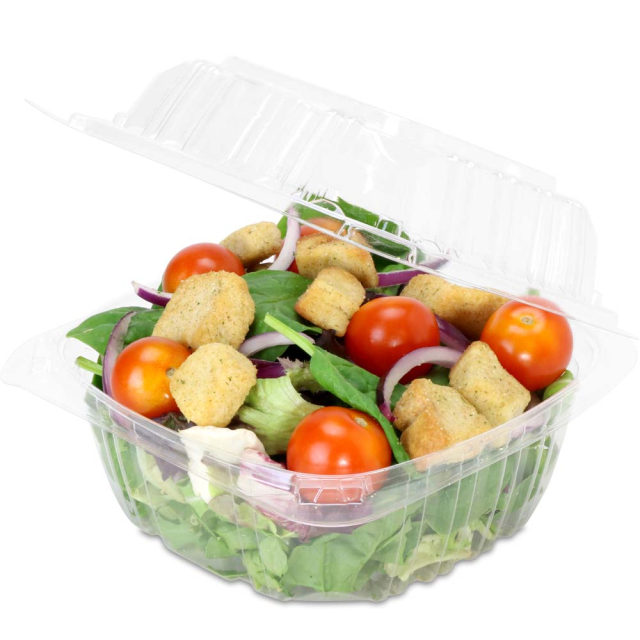 Clear Hinged PET Plastic Clamshell Container - 6 x 6 x 3-3/8 in.