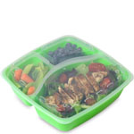 48 oz. 3 Compartment Meal Prep / Takeout Container w. Lid Vents - Lime Green Base / Clear Lid