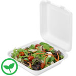 Sturdy Value Sugar Cane Clamshell Hinged Takeout Box - 8 x 8.5 x 2.75 in.