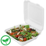 Sturdy Value Sugar Cane Clamshell Hinged Takeout Box - 9 x 9 x 3 in.