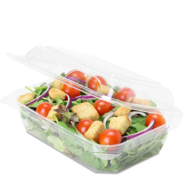 8.75 x 6.25 x 3 Clear Hinged Plastic Clamshell Container