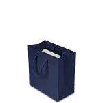 6.5 x 3.5 x 6.5 in. - Navy Blue Matte Eurotote Paper Shopping Bags