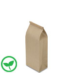 1 lb. Compostable Brown Kraft Paper Tin Tie Bags w. PLA Liner