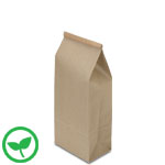 2 lb. Compostable Brown Kraft Paper Tin Tie Bags w. PLA Liner