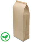 5 lb. Compostable Brown Kraft Paper Tin Tie Bags w. PLA Liner