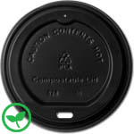 Black Compostable Coffee Cup Lid for 10, 12 16 20 oz. Cups