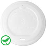 White Compostable Coffee Cup Lid for 10, 12 16 20 oz. Cups