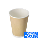 16 oz. Disposable Grooved Paper Coffee Cups in Kraft