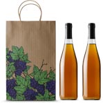 Grape Design Paper Bags for 2 Wine Bottles