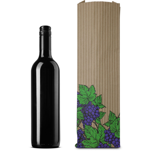 Grape Design Merchandise Bags for Wine Bottles - 5 x 2 x 18"