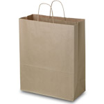 Natural Brown Kraft Paper Shopping Bags - 13 x 6 x 15.75 in.
