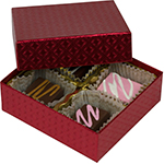 1/8 lb. Red Diamond Two Part Rigid Candy Boxes - 3.5 x 3.25 x 1.125 in.