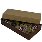 1/4 lb. Cocoa Base with Latte Lid Two Part Rigid Candy Boxes - 6.5 x 3.5 x 1.125 in.