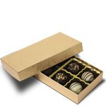 1/4 lb. Elegant Gold Base with Lid Two Part Rigid Candy Boxes - 6.5 x 3.5 x 1.125 in.