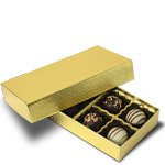 1/4 lb. Gold Diamond Base with Lid Two Part Rigid Candy Boxes - 6.5 x 3.5 x 1.125 in.