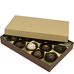 1/2 lb. Cocoa Base with Latte Lid Two Part Rigid Candy Boxes - 8.125 x 5.25 x 1.125 in.