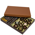 1 lb. Dark Chocolate Base with Caramel Lid Two Part Rigid Candy Boxes - 10.5 x 8.125 x 1.125 in.