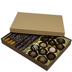 1 lb. Cocoa Base with Latte Lid Two Part Rigid Candy Boxes - 10.5 x 8.125 x 1.125 in.
